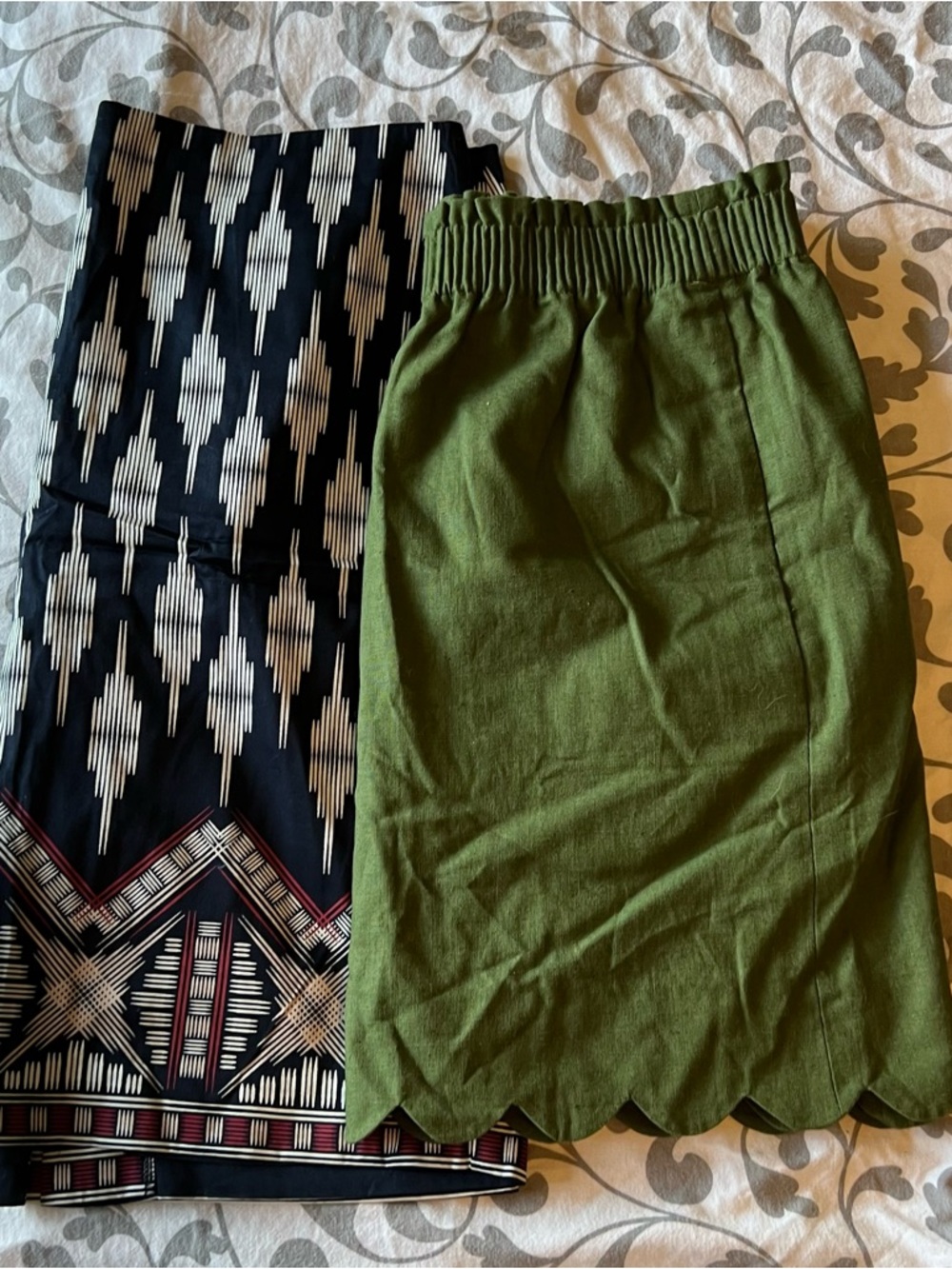 J Crew Green Scallop-Hem & Ann Taylor Navy Women’s Skirt